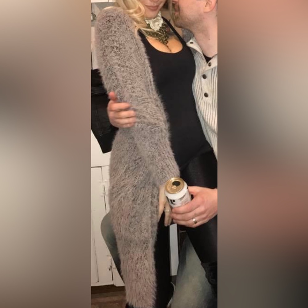 Gray fuzzy sweater
